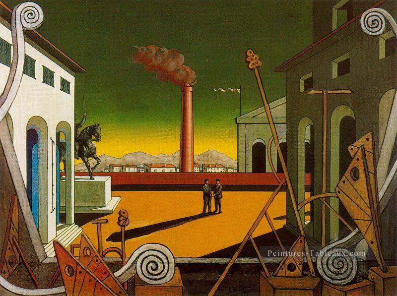 Plaza Italia grand jeu 1971 Giorgio de Chirico surréalisme métaphysique Peintures à l'huile